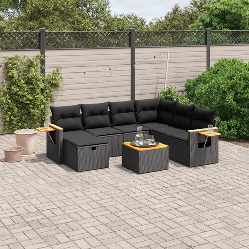 vidaXL 8-dijelni set vrtnih sofa od poliratana s jastucima crni Cijene