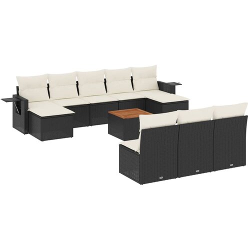  11-dijelni set vrtnih sofa od poliratana s jastucima crni Crna 62 x 62 x 69 cm Slike
