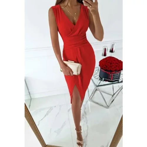Fenzy Elegantna Mini Obleka Teverina, Rdeča