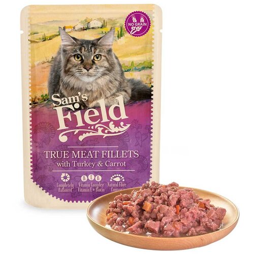 Sam's Field hrana za odrasle mačke, ćureći file i šargarepa, 85g Cene