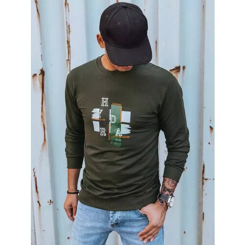 DStreet Bluza męska z nadrukiem khaki Slike