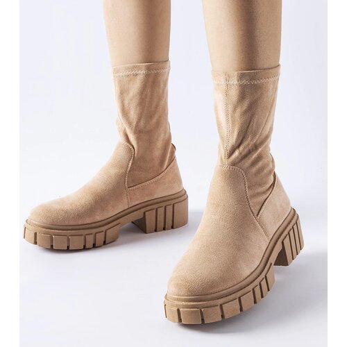Gemre Beige slip-on eco-suede ankle boots Montefusco Cene