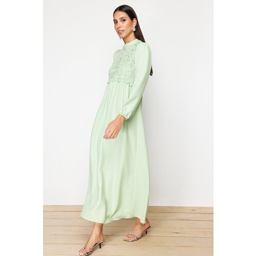 Trendyol green guipure detailed woven dress Cene