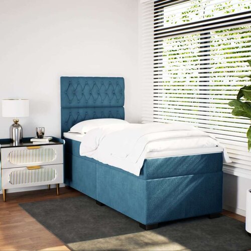Box spring krevet s madracem plavi 90x200 cm bar&amp;scaron;unasti Slike