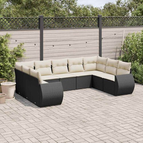  9-dijelni set vrtnih sofa s jastucima crni od poliratana Crna 71 x 62 x 69 cm Slike
