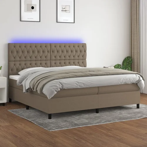 The Living Store Box spring postelja z vzmetnico LED taupe 200x200 cm blago - Box Spring Postelja, (21519542)