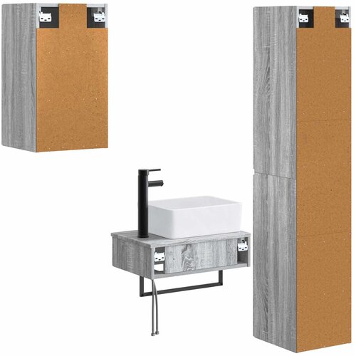 Set namje&amp;scaron;taja za kupaonicu 3 kom. Siva Sonoma 33 x 34.5 x 160 cm Slike