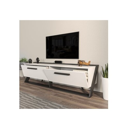 HANNAH HOME TV komoda Astrid, 163,8x46,8x36,6 cm, Bijelo-Crna Cene