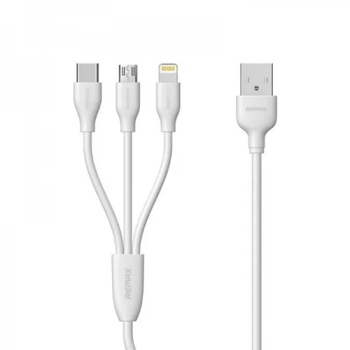 Remax podatkovni kabel 3 v 1 - Lightning, Micro USB, Type C - bel