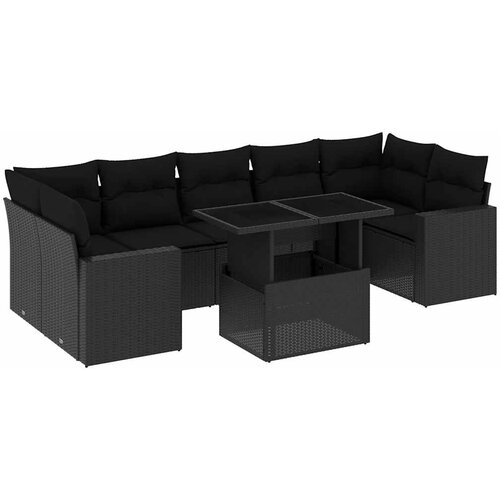 Maison Chic Seti vrtnega pohištva - Vrtna garnitura - Vrtni pohištvo set 8-delna z blazinami črn poli ratan, (21800610) Cene