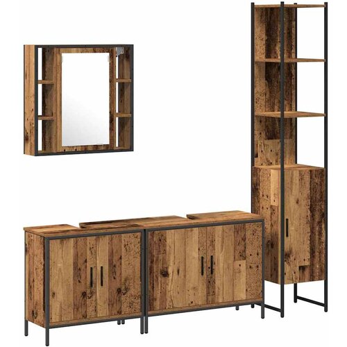vidaXL Komplet pohištva za kopalnico 4 pcs Rjava 33 x 33 x 185.5 cm, (5000063347) Cene