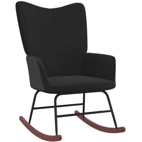 vidaXL Gugalni stol črn žamet in PVC