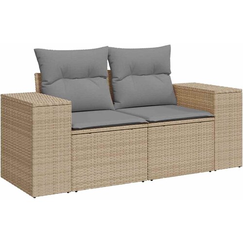  10-dijelni set vrtnih sofa s jastucima bež od poliratana bagrem Slike