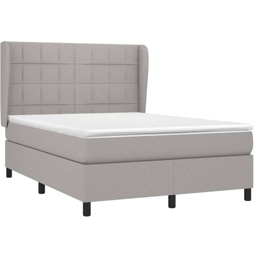  Krevet box spring s madracem svjetlosivi 140x200 cm od tkanine Slike