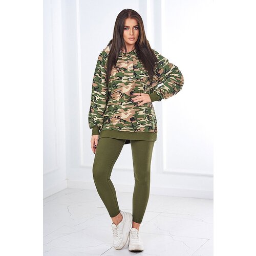 Kesi 3-piece MOOR set of sweatshirt, top and leggings khaki + green Cene