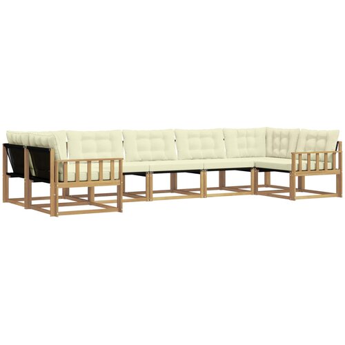  Set vanjskih sofa 7 kom. Bijela i krem Smeđa 404 x 168,5 x 73 cm Slike
