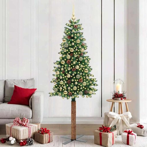 vidaXL Ožja jelka med 300 LED Zelena 210 cm PVC in trden bor Cene