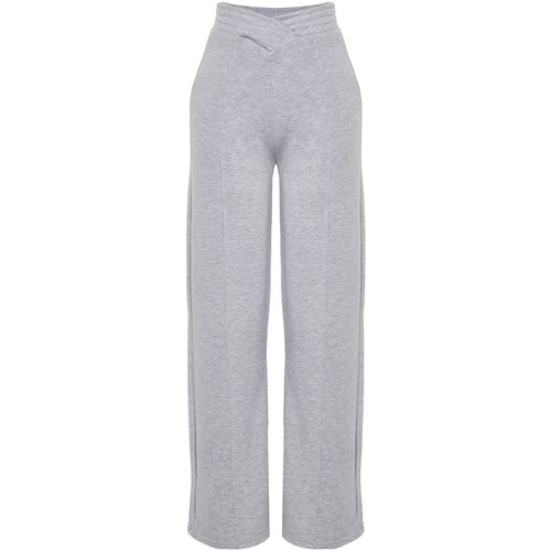 Trendyol Gray Melange Thick Wide Leg/Wide Legs Waist Detail Knitted Knit Sweatpants Slike