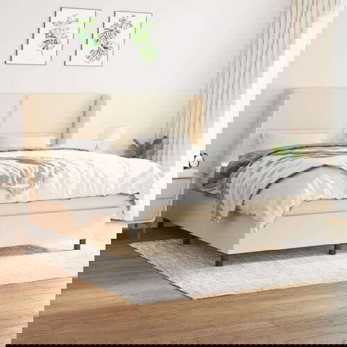  Krevet s oprugama i madracem krem 180x200 cm od tkanine Cijene