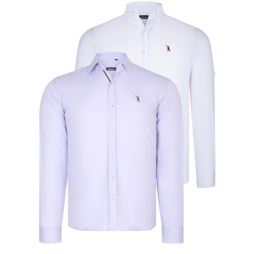 Dewberry DUAL SET G674 MENS SHIRTS-WHITE-LILAC Cene