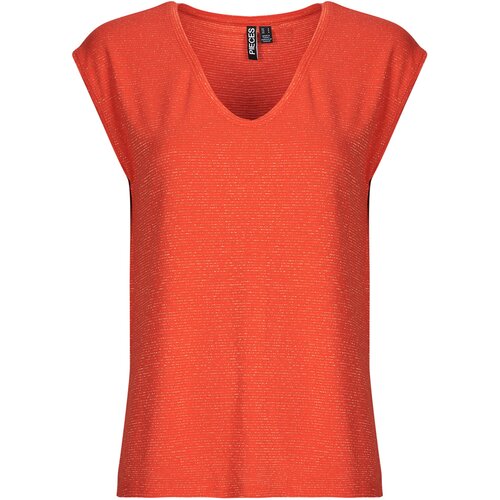Pieces PCBILLO TEE LUREX STRIPES Crvena Slike
