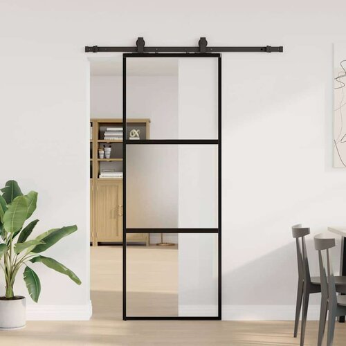  Klizna vrata s priborom crna 76 x 205 cm kaljeno staklo Cijene