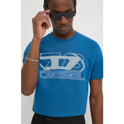 Diesel Pamučna majica T-DIEGOR-K74 za muškarce, s tiskom, A12502.0GRAI