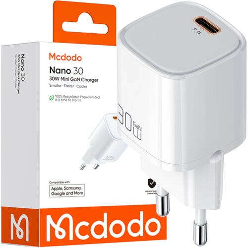 McDodo HITR STENSKI POLNILEC ZA TELEFON USB-C GAN PD QC NAPAJALNIK - 30 W, (5000337868) Slike