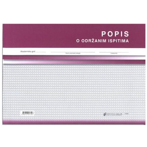 NARODNE NOVINE-UT XI-9-17 POPIS O ODRŽANIM ISPITIMA; Blok 100 listova, 29,7 x 21 cm Slike