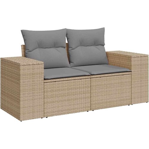  8-dijelni set vrtnih sofa od poliratana s jastucima bež bagrem Slike