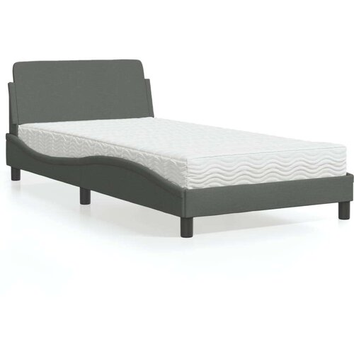 VidaXL Krevet s madracem tamnosivi 100 x 200 cm od tkanine Slike
