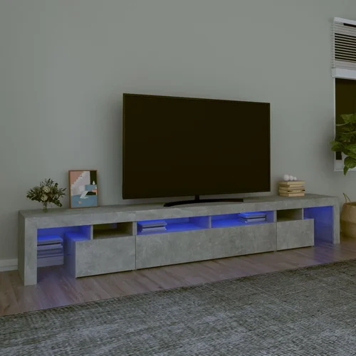 vidaXL TV omarica z LED lučkami betonsko siva 260x36,5x40 cm