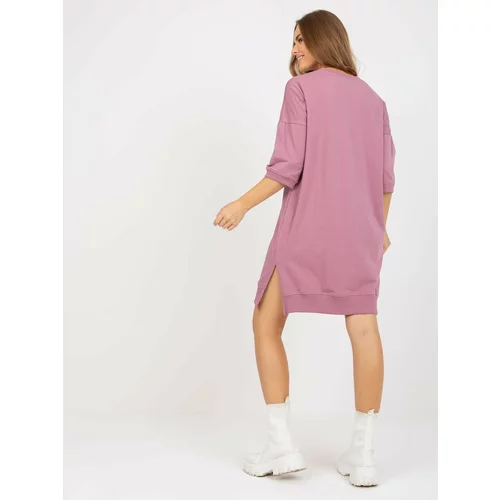 Fashion Hunters Dusty pink casual dress with 3/4 sleeves Ernestine