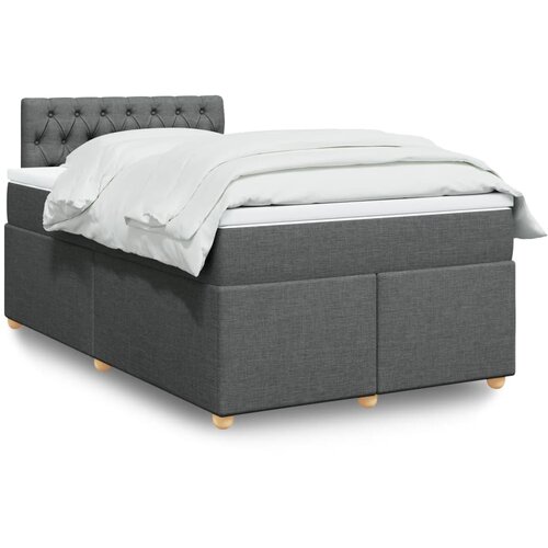VidaXL Krevet s oprugama i madracem tamnosivi 120 x 200 cm od tkanine Slike