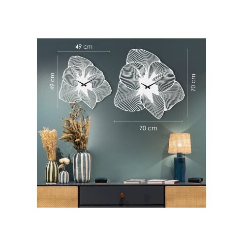 Wallxpert dekorativni metalni zidni sat azalea v2 bela boja Slike