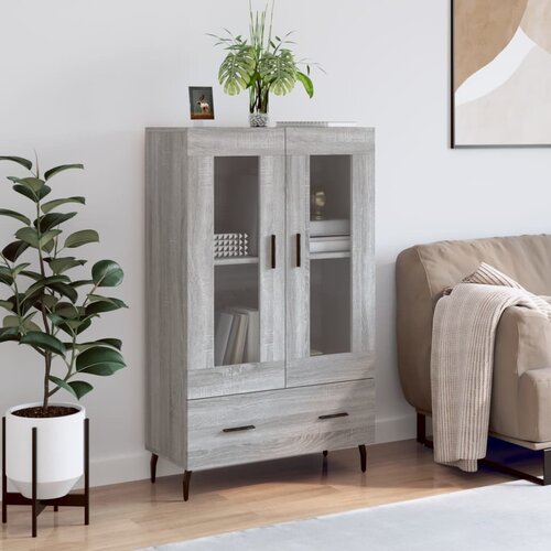 VidaXL Visoka omara siva sonoma 69,5x31x115 cm inženirski les Slike