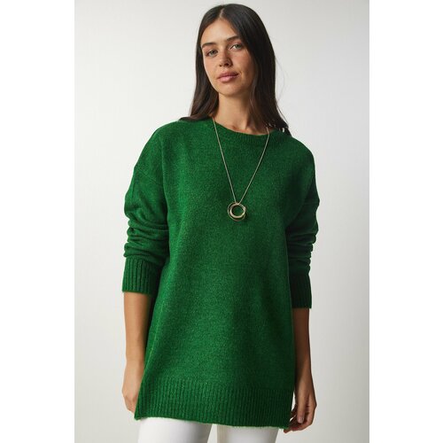 Happiness İstanbul Women's Emerald Green Oversized Knitwear Sweater Slike