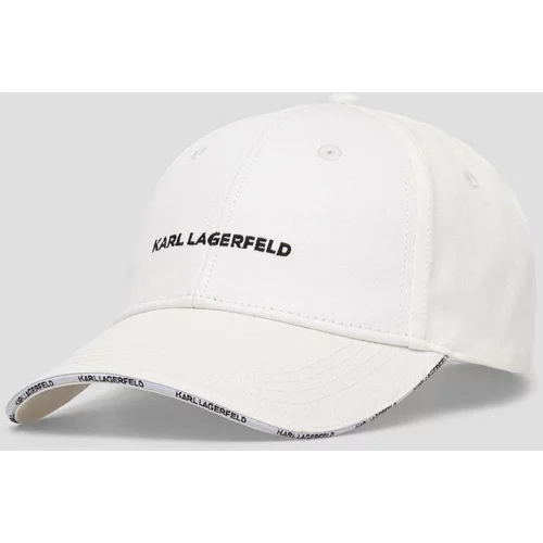 Karl Lagerfeld Bombažna bejzbolska kapa bela barva