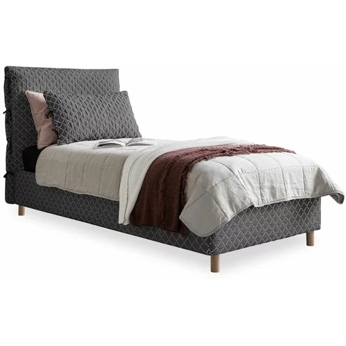 Miuform Sivi tapecirani krevet za jednu osobu s podnicom 90x200 cm Sleepy Luna -