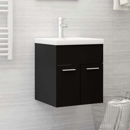 vidaXL Omarica za umivalnik črna 41x38,5x46 cm iverna plošča Cene