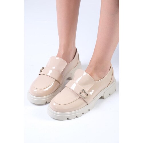 Mio Gusto Katy Nude Women's Thick Sole Loafer Shoes Slike