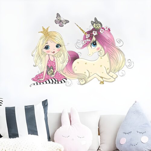 IZMAEL Naljepnica za zid / Tapeta Princess and Unicorn Cene
