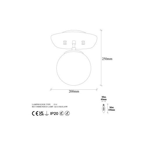 Opviq Luster Well-11681, 20x25 cm, E14, 40W Slike