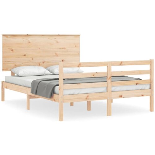Maison Chic Posteljni Okvir - Dvoposteljna postelja z vzglavjem 140x200 cm trden les, (22080513) Cene
