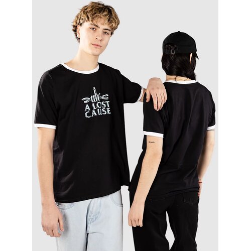A Lost Cause Razor Ringer T-shirt black / white Cene
