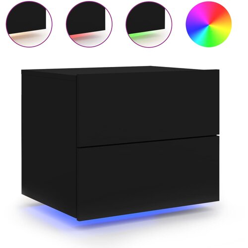 Maison Chic Stenska Nočna omarica - Nočna miza z LED lučkami črna, (21686979) Slike