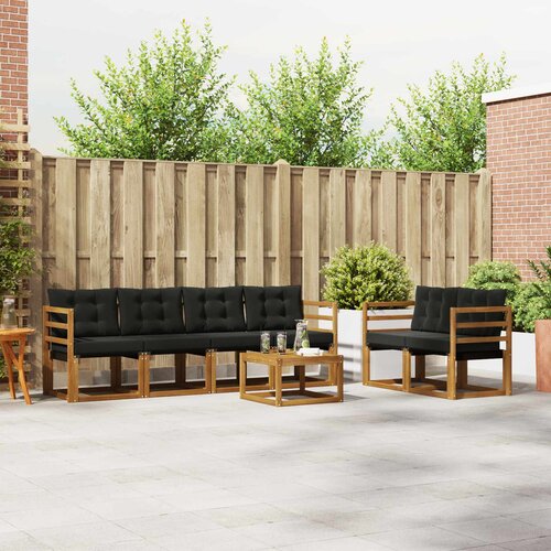  Set vanjskih sofa s jastukom 7 pcs Prirodna i crna Cijene