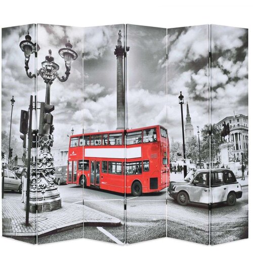 vidaXL Zložljiv paravan 228x170 cm londonski avtobus črn in bel Cene