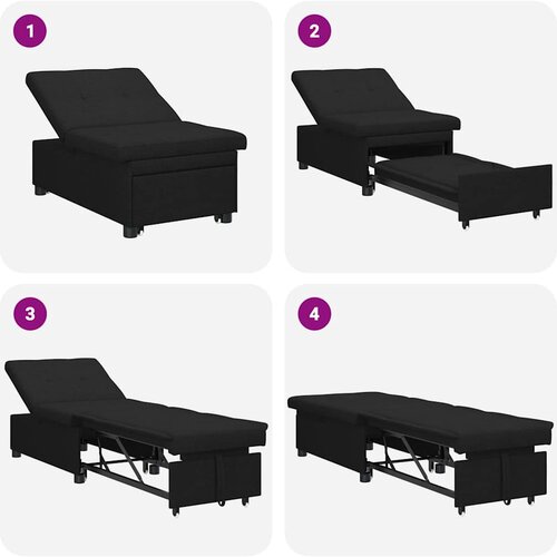  Krevet-sofa na razvlačenje Crna 194 x 50 x 82 cm tkanina Slike