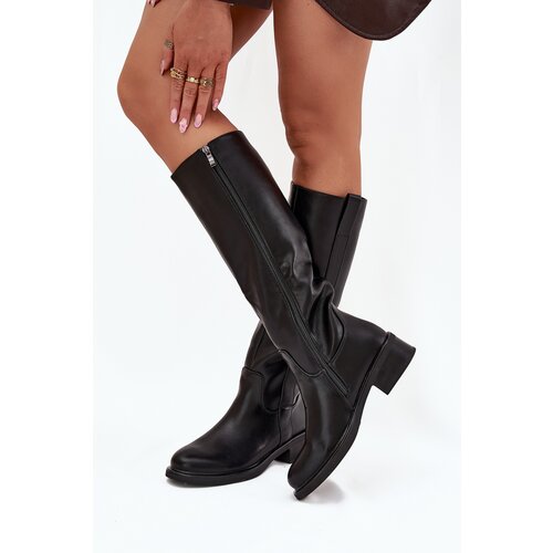 Boto Women's Officer Boots On Low Heel Insulated Black Averna Cene